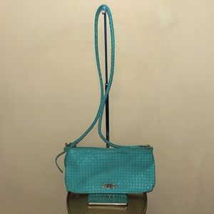 Elliot Lucca 3 way teal leather clutch
